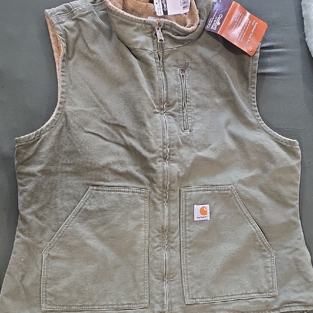 Vintage Womens Carhartt Vest Olive Green And Khaki